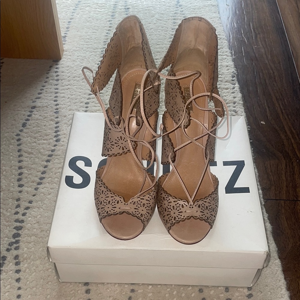 SCHUTZ Brown Lace-Up Heels